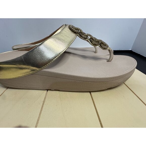 FitFlop Gold Toe Post Slides With Beaded Strap - Picture 6 of 9